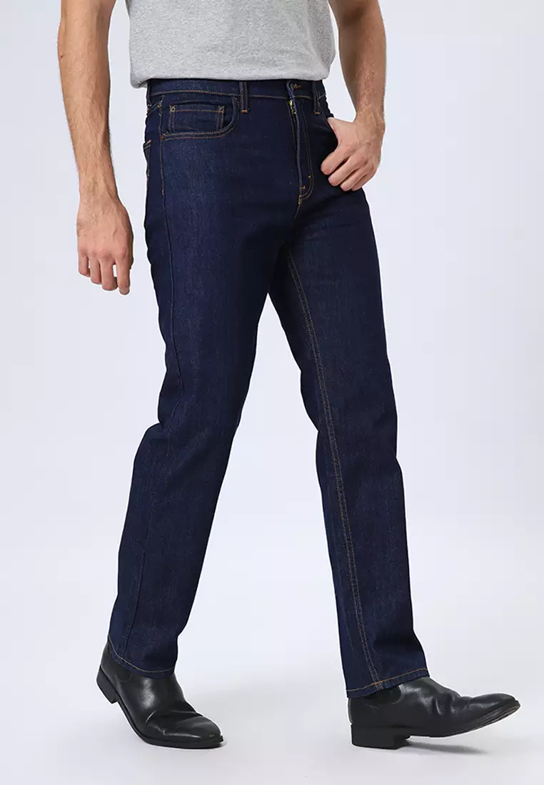 801 Reguler Fit Slub Jeans Dark Blue Indigo - Celana Panjang Denim Pria