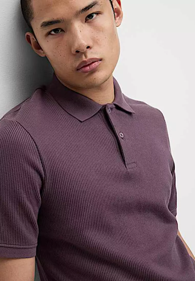 Pure Cotton Textured Polo Shirt