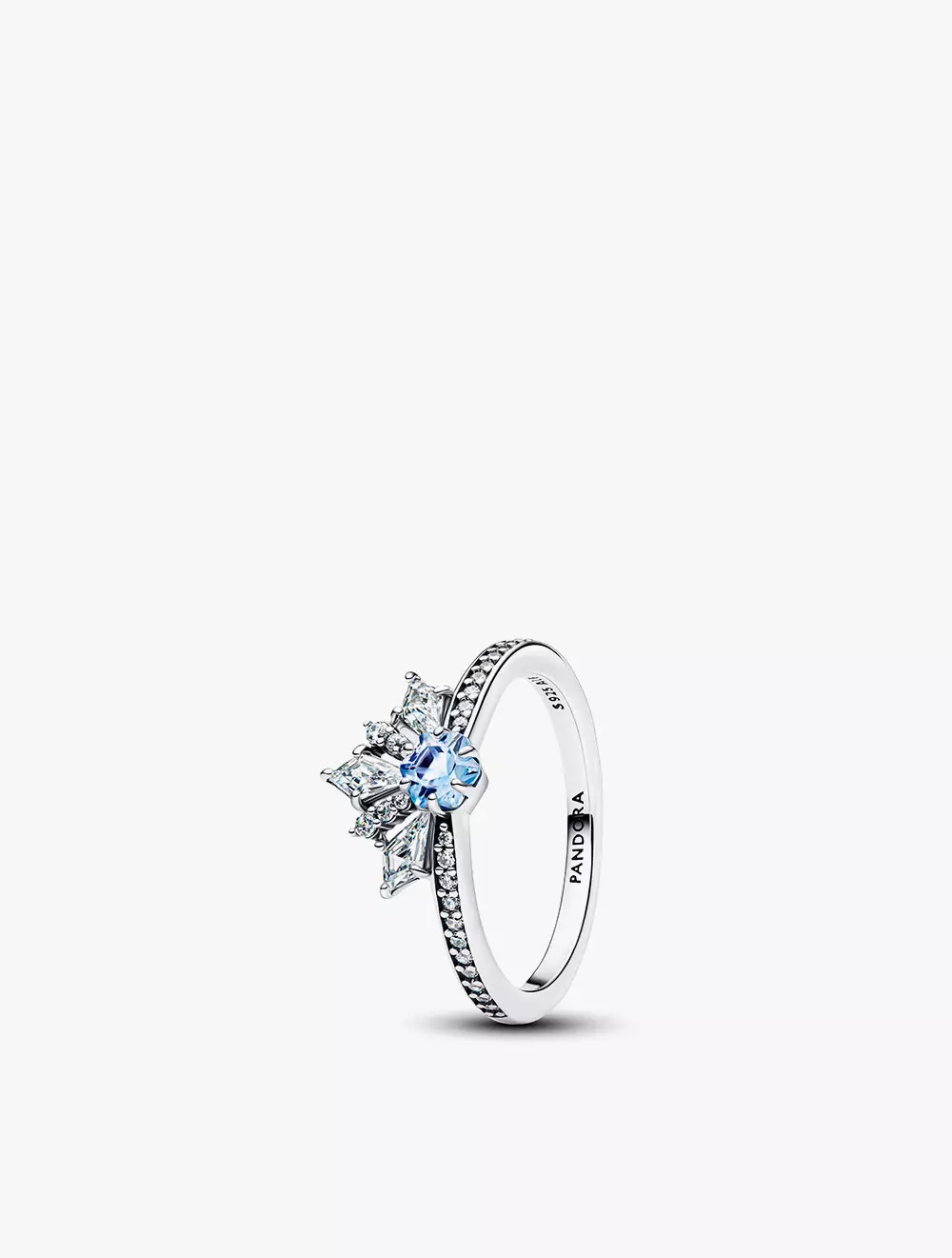 Disney Frozen Elsa Sterling Silver Ring with Water Blue Crystal and Clear Cubic Zirconia - 54