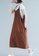 Sunnydaysweety brown Casual Loose Plus Size Suspenders One-Piece Dress A21051337BW FD1D4AAC189B51GS_2