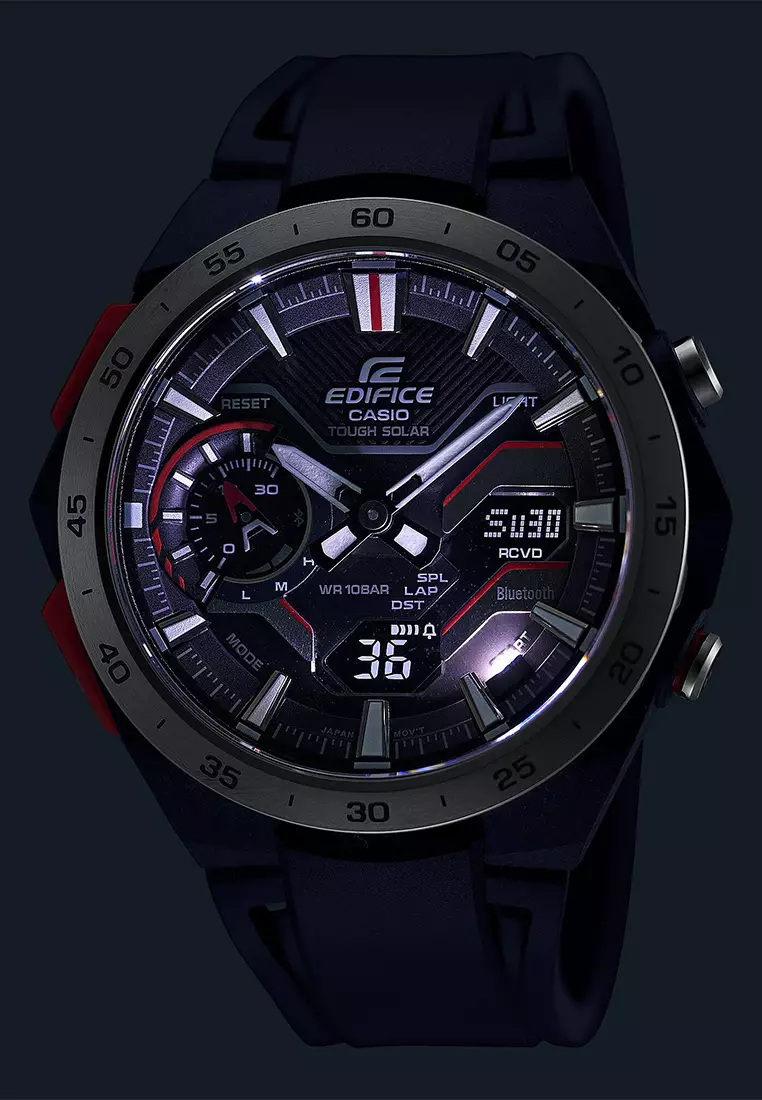 Casio Edifice Jam Tangan Analog Digital Pria - Stainless Steel Case Black Resin Band - ECB-2200P-1A