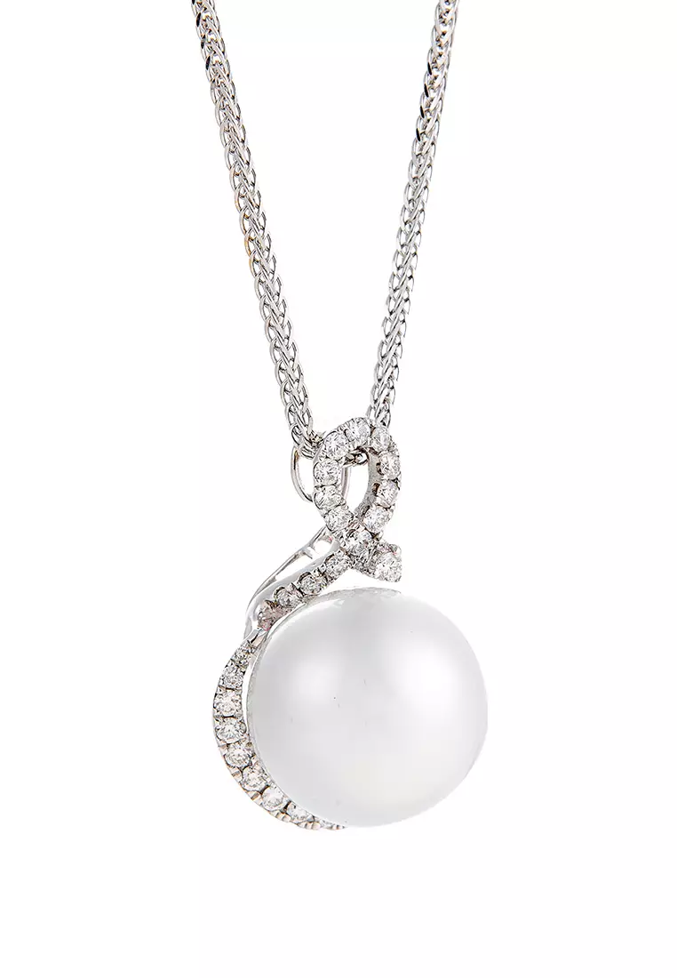 White gold on sale necklace with pearl