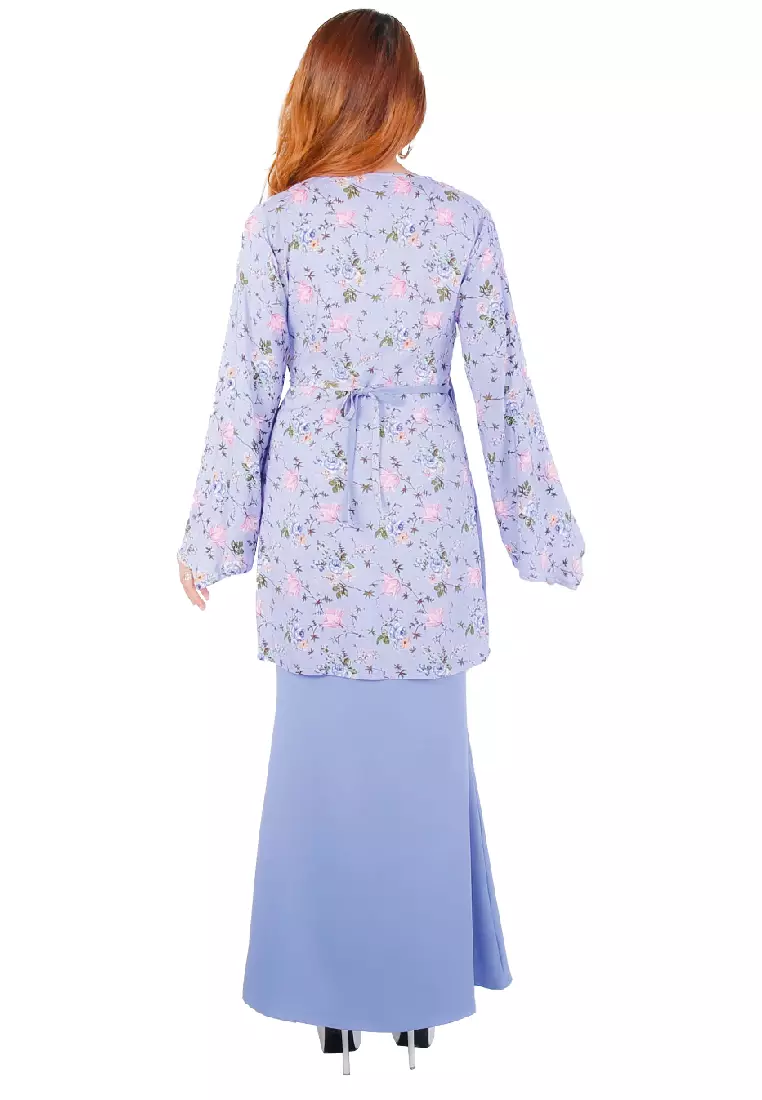 Anggun Kurung Printed Rosa - BLUE IRIS