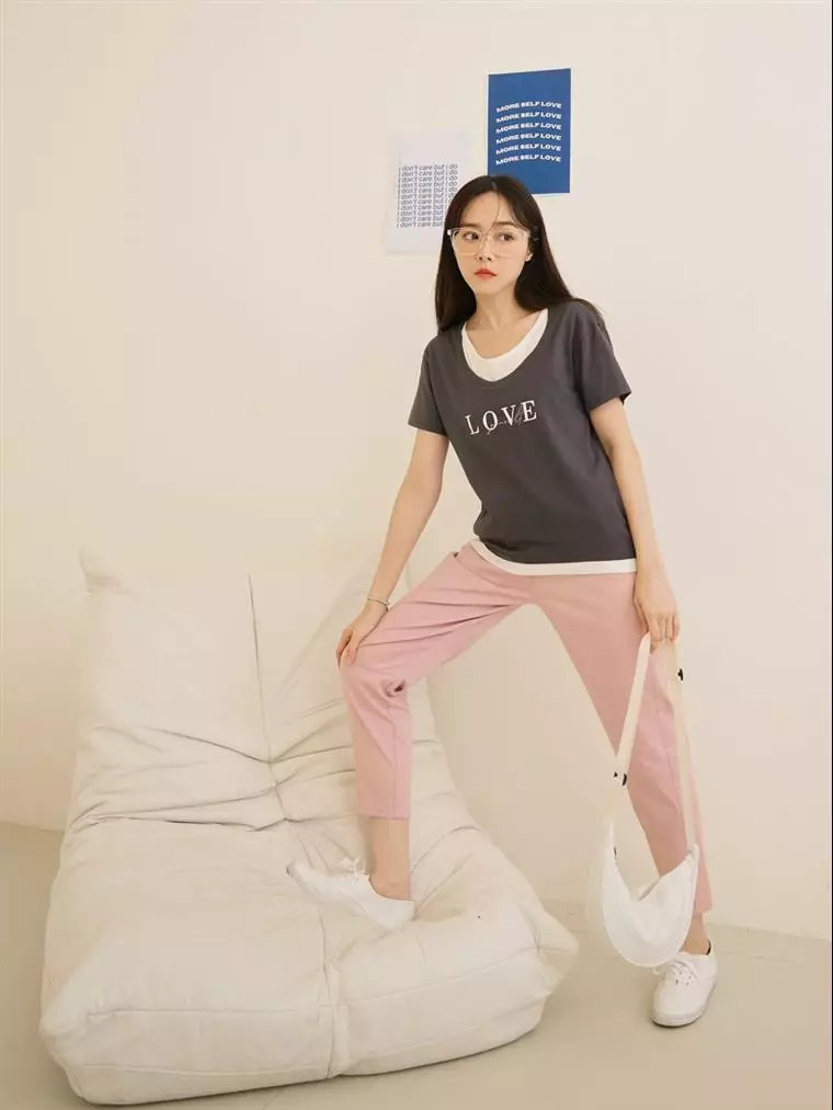 Slub cotton elastic harem pants [BA4007]