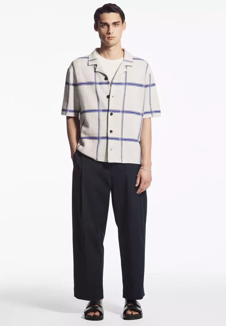 Checked Knitted Short-Sleeved Shirt