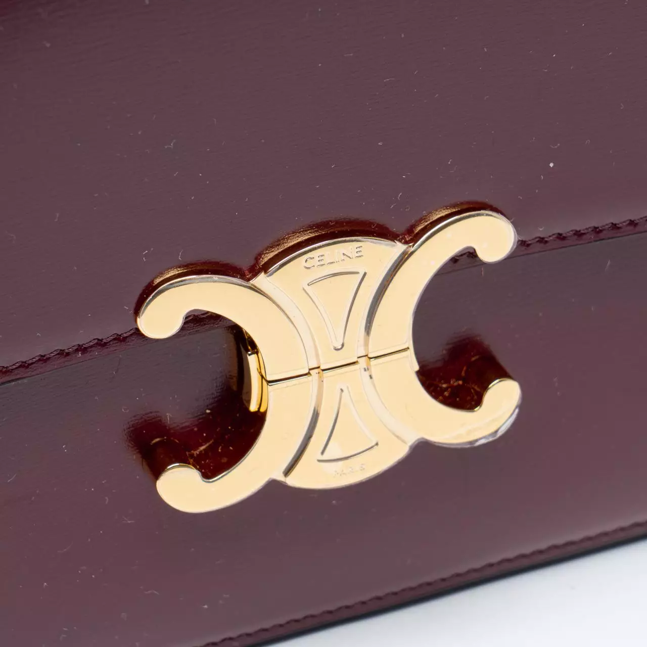 Medium Triomphe Bag In Shiny Calfskin Light Burgundy