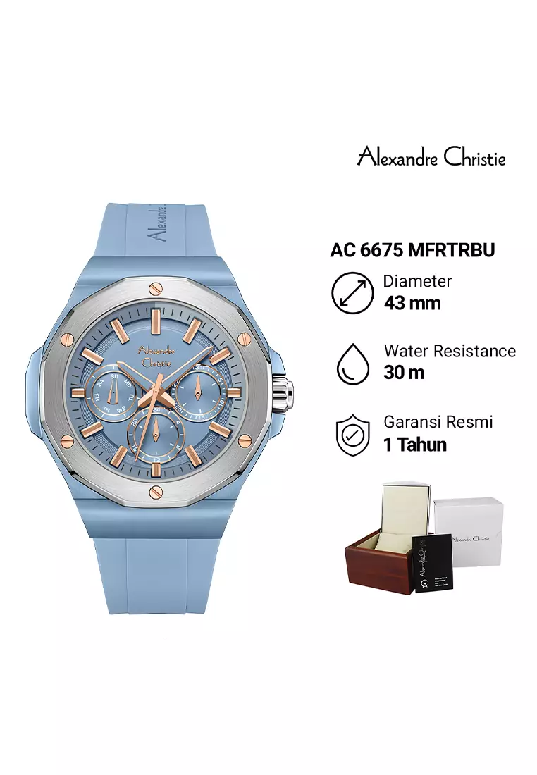 Alexandre Christie Jam Tangan Analog Wanita Blue Silicone Strap - 6675 MFRTRBU