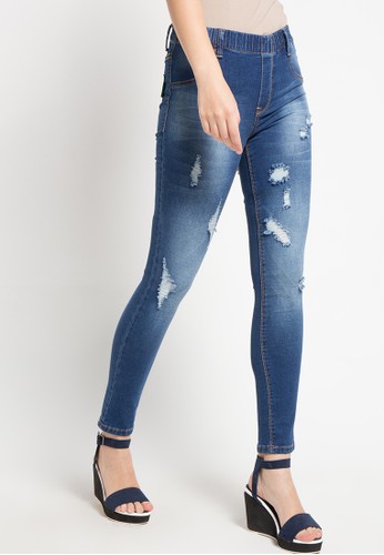 SYDNEY Stocking Medium Jeans High Rise with Destroy