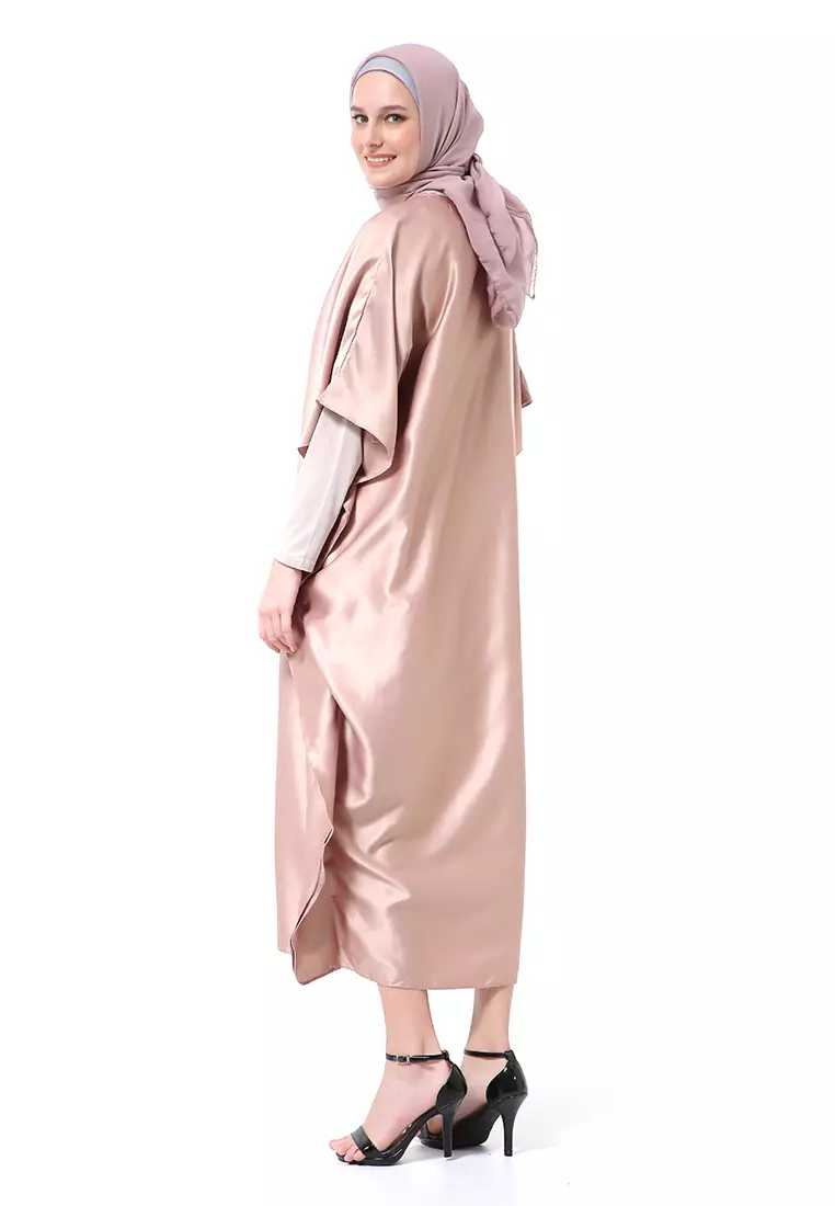 Illona Kaftan Dress Premium Fashion Muslimah Motif Polos Regular Fit - Mocha