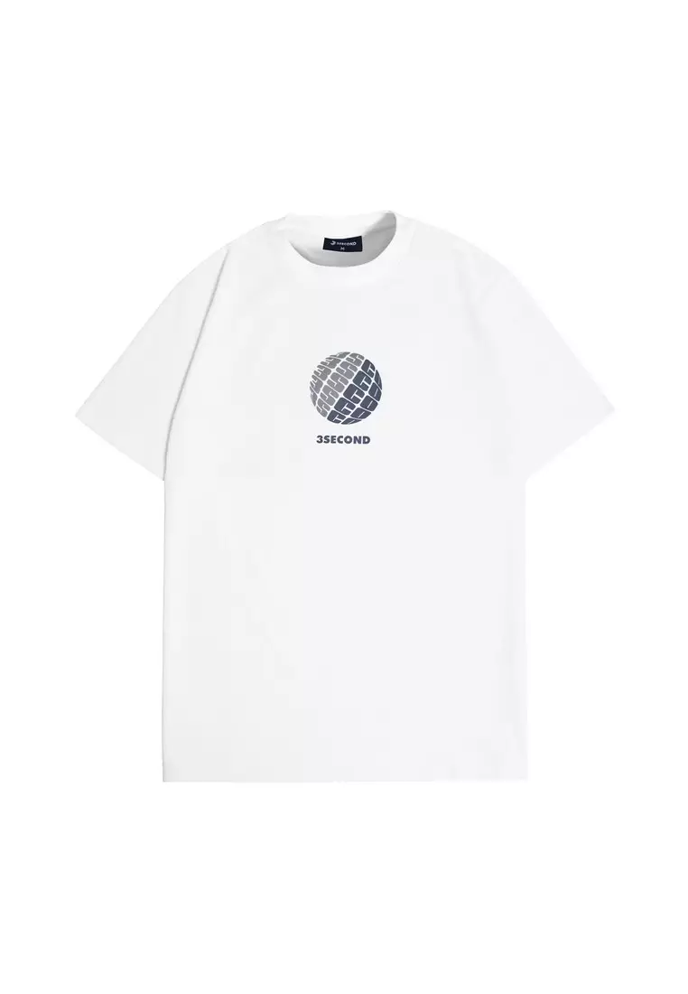3Second Men's T-Shirt Short Sleeve Regular Fit Logo Script Asher C081024