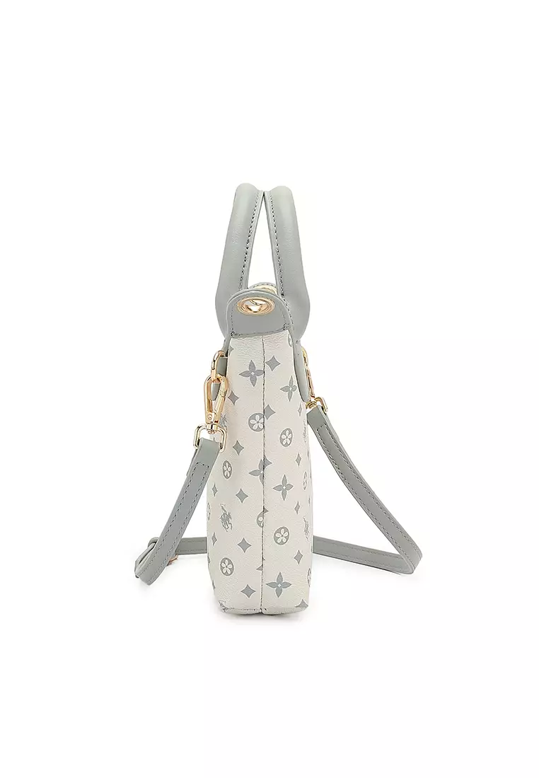 Women's Monogram Top Handle Bag / Sling Bag / Crossbody Bag - Grey