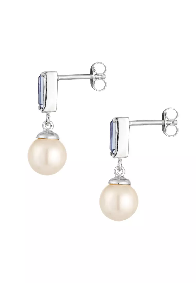 施华洛世奇® 珍珠耳钉，饰以珍珠水晶和水晶