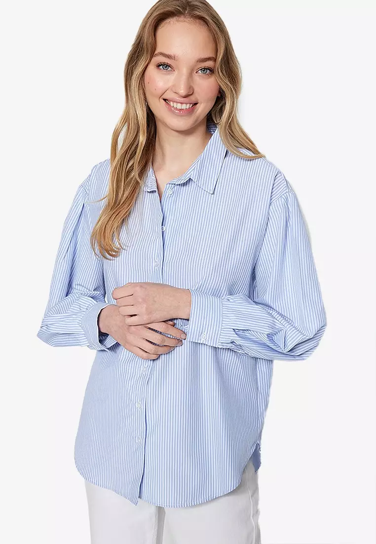Women's blue striped shirts