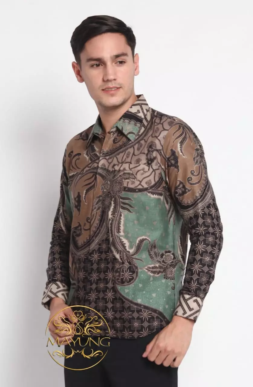 Wisana Ijo Kemeja Batik Pria Premium Slimfit Modern Lengan Panjang