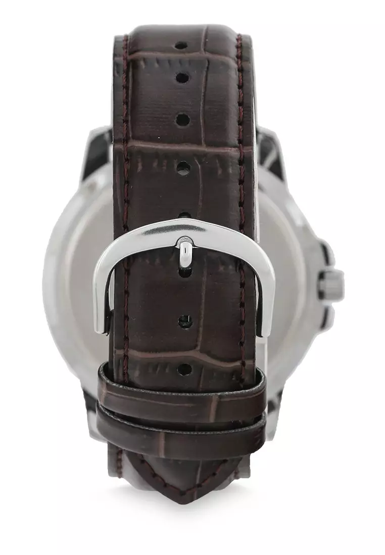 Casio Jam Tangan Pria - Brown Silver Black - Leather Strap - MTP-VD300L-1EUDF