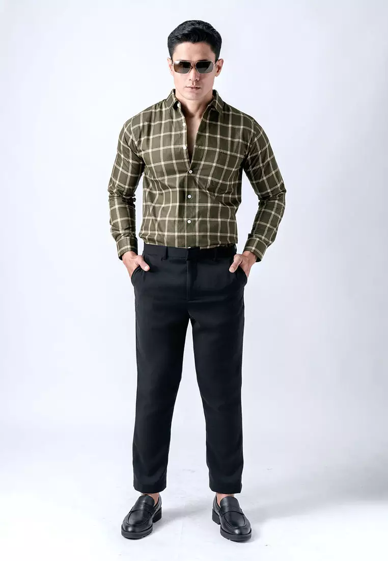 Roma Plaid Shirt Dark Green LS