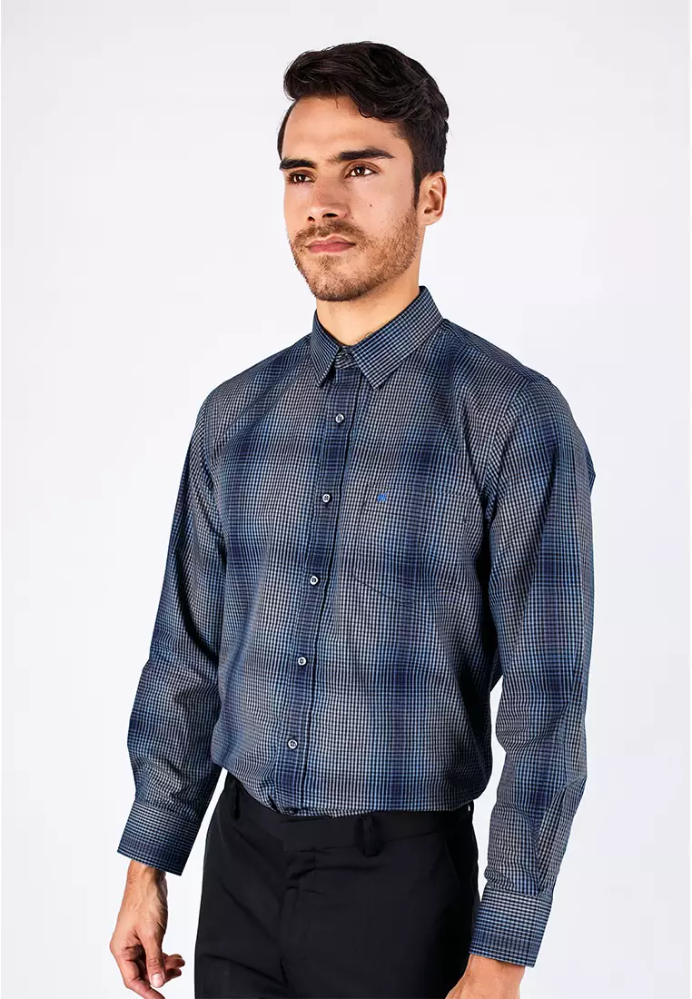 Johnwin - Kemeja Formal - Kemeja Pria - Kemeja Lengan Panjang - Biru - Polos - FSH.650.W371.578.C L/S