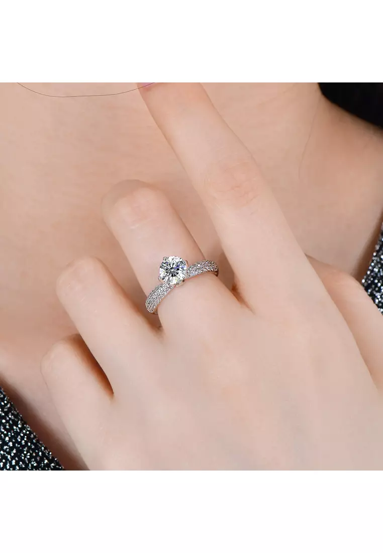 Berlian Moissanite Corinne Ring [GRA CERTIFICATE MOISSANITE DIAMOND] - Cincin Moissanite Diamond 1,2CT 925 Silver Celesta by Her Jewellery