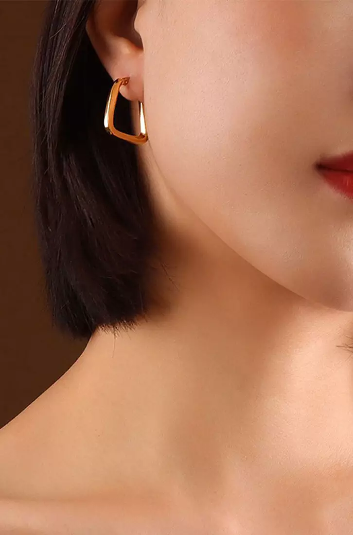 Geo hoop top earrings