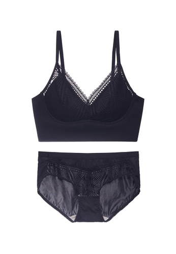 ZITIQUE black Women's Comfortable Seamless Lingerie Set (Bra and Underwear) - Black A2997US7EBC3EAGS_1