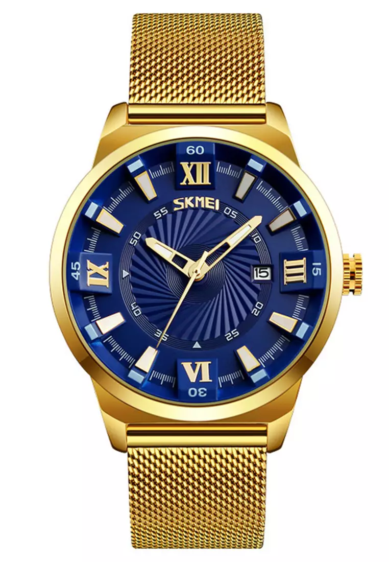Jual SKMEI Skmei Jam Tangan Pria Gold Blue Stainless Steel