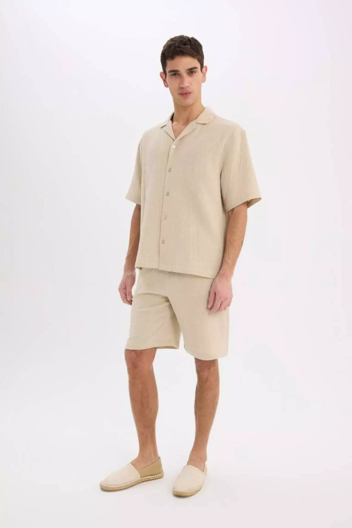 100% Cotton Relax Fit Muslin Pocket Basic Plain Bermuda Shorts C7589Ax25Sm