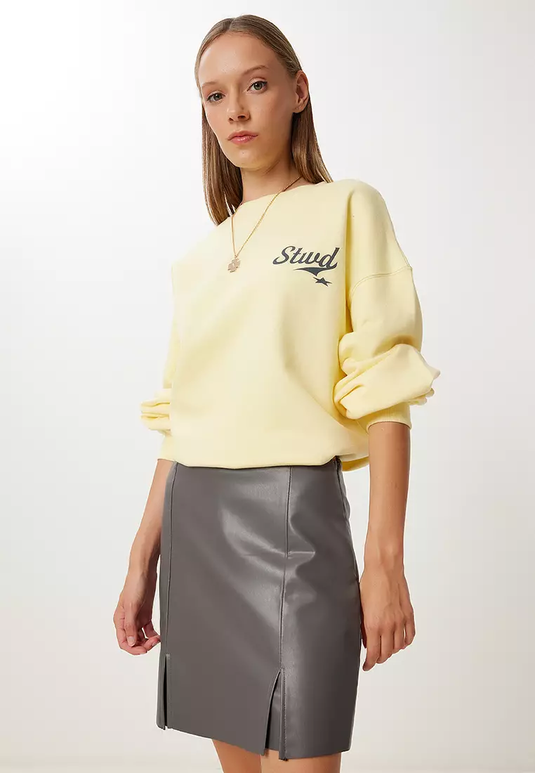 Slit Mini Faux Leather Skort