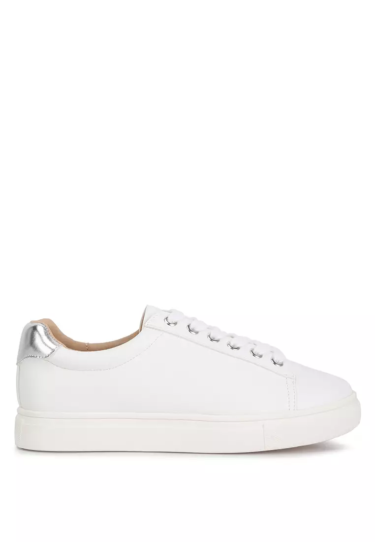 White trainers sale with gold back