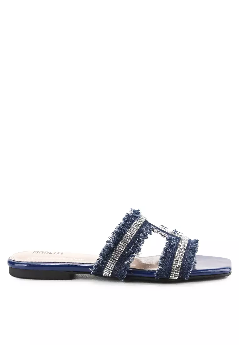 Siera Sandal wanita Flat Teplek - Navy blue