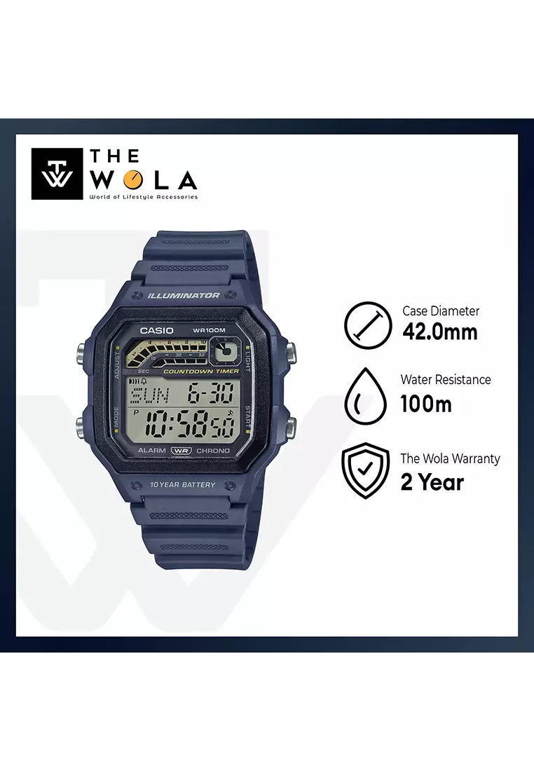Men's Digital Sport Watch with Blue Resin Band WS-1600H-2AV
