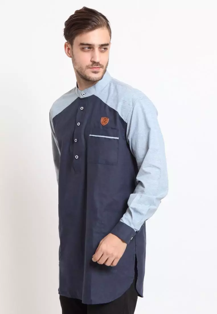 Zayidan Baju Koko Gamis Muslim Pria Zahir - Navy