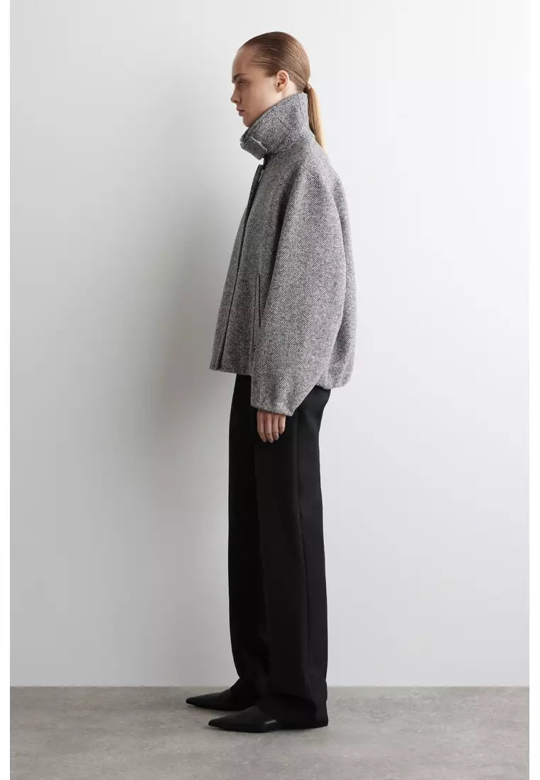 WOOL-TWEED FUNNEL-NECK JACKET