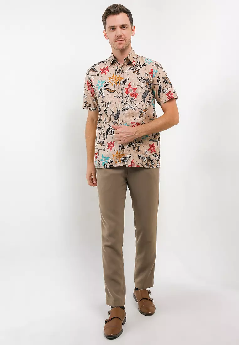 Kembang Kemeja Batik Exclusive Premium Pria Casual Modern Lengan Pendek