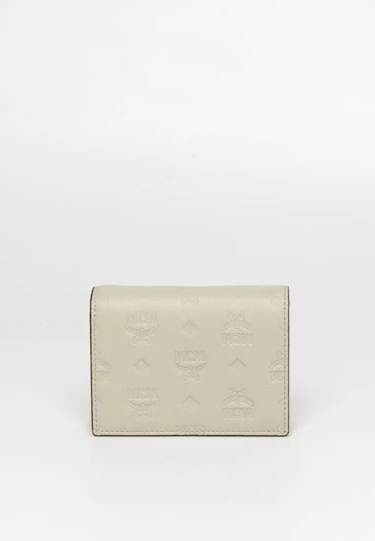 Mcm Aren Snap Wallet in Embossed Monogram Leather, Black