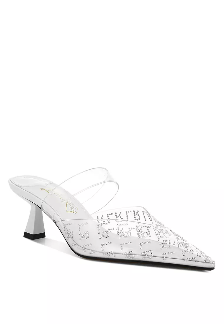 Pointed Toe Kitten Heels in White