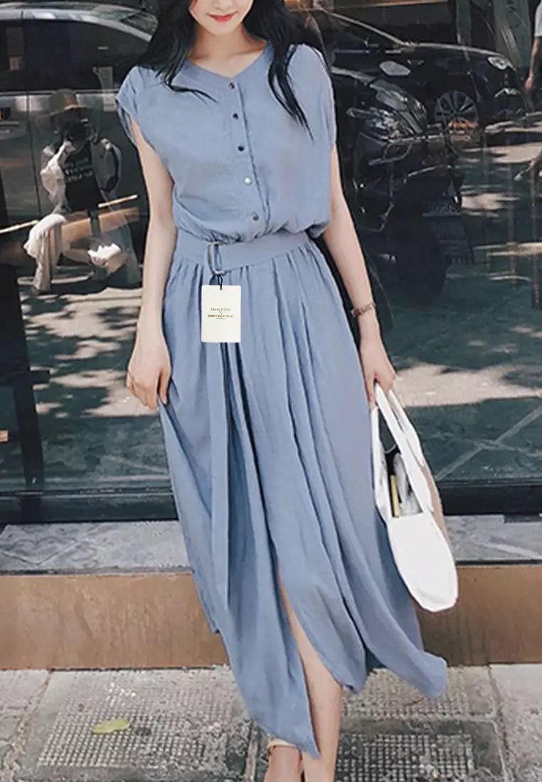 Pure Color Chiffon Dress XHG-Z3192