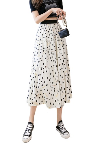 Halo beige Dot Printed Skirt 707FCAA7088F0AGS_1