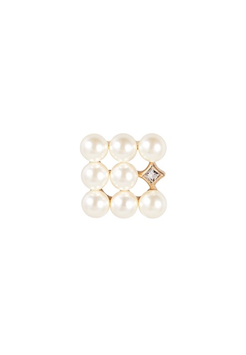 Grossé gold Grossé Pearly Play: gold plating, faux pearl, rhinestone pierced earrings GA60991 A3C48AC637D4D1GS_1