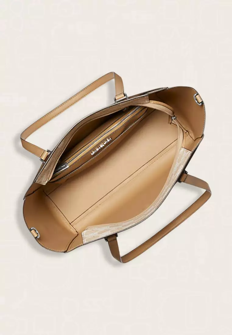 Michael Kors Maisie Large Logo Stripe 3-in-1 Tote Bag Camel
