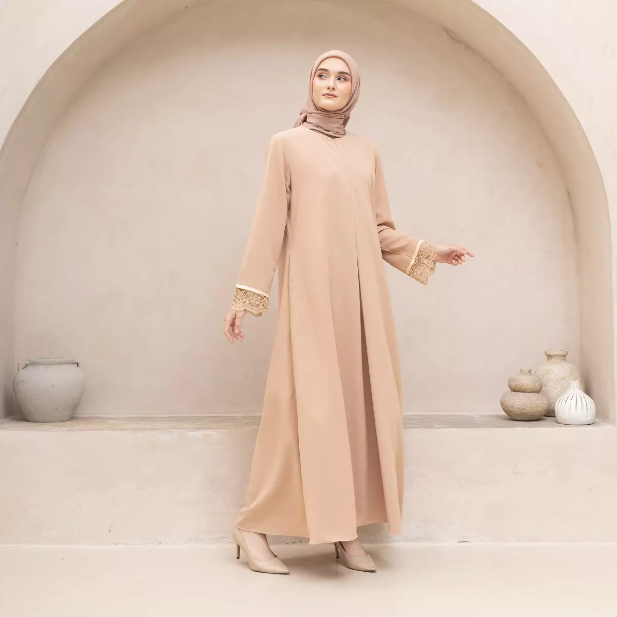 EPC Abaya Amara - Almond Cream - Moonlit Elegance Series
