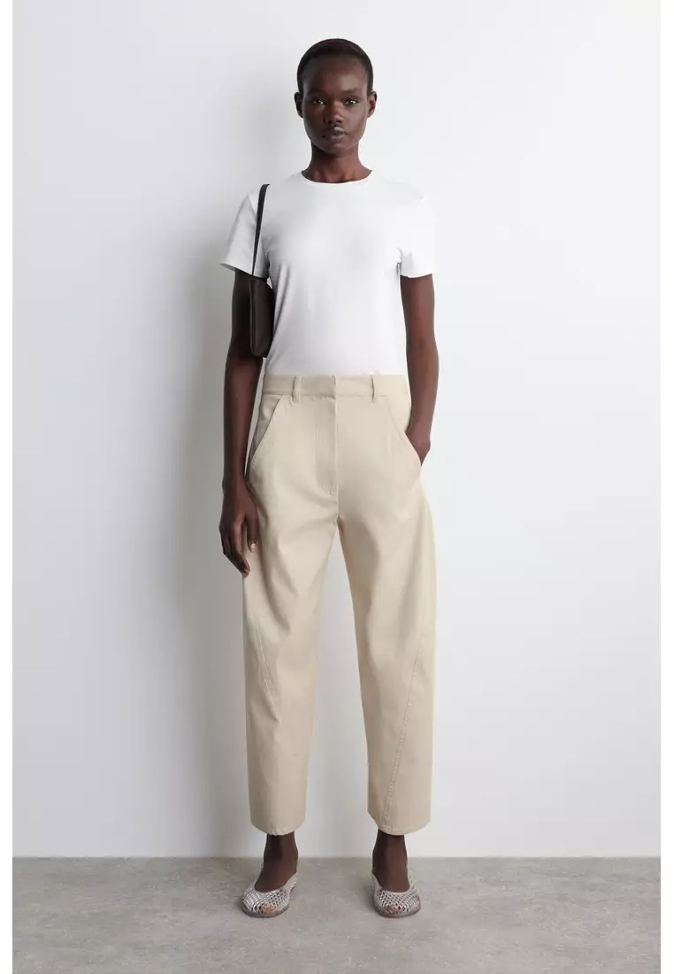 COS BARREL-LEG COTTON TROUSERS 2026 | Buy COS Online | ZALORA Hong