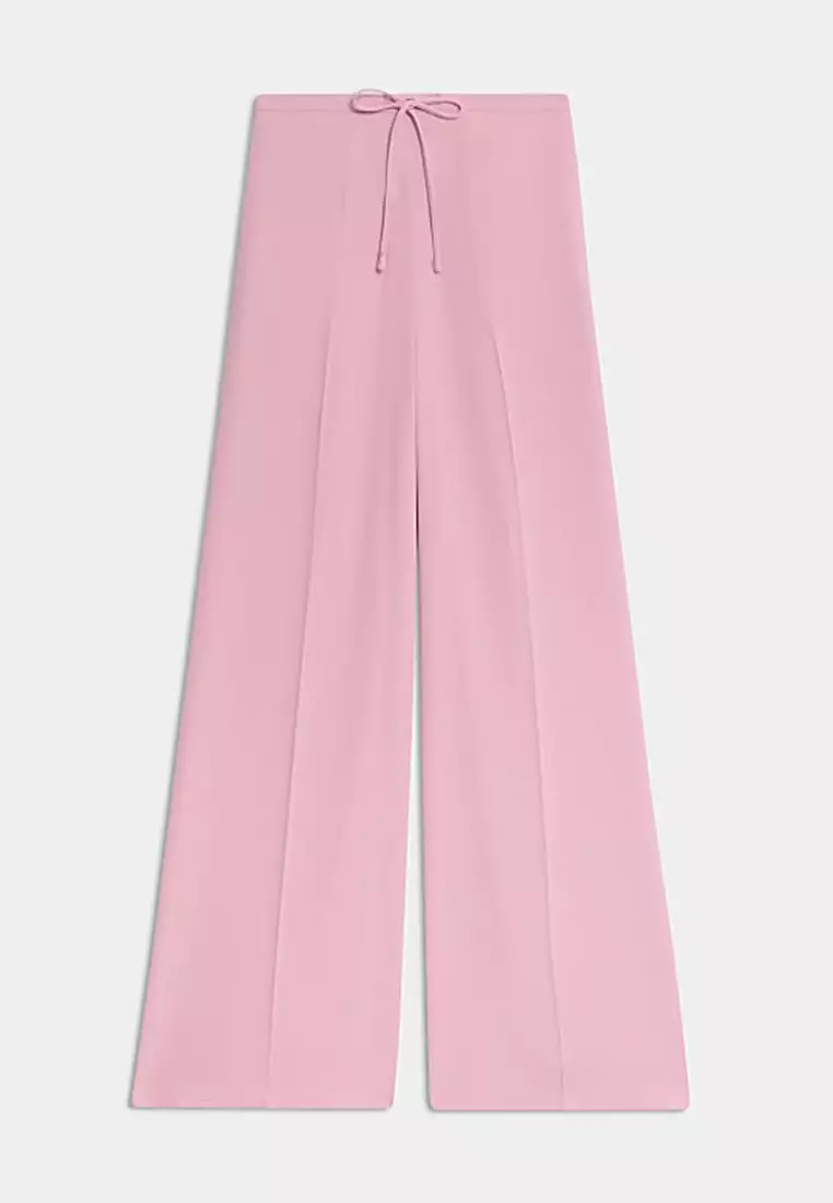 Crepe Elasticated Waist Wide Leg Trousers