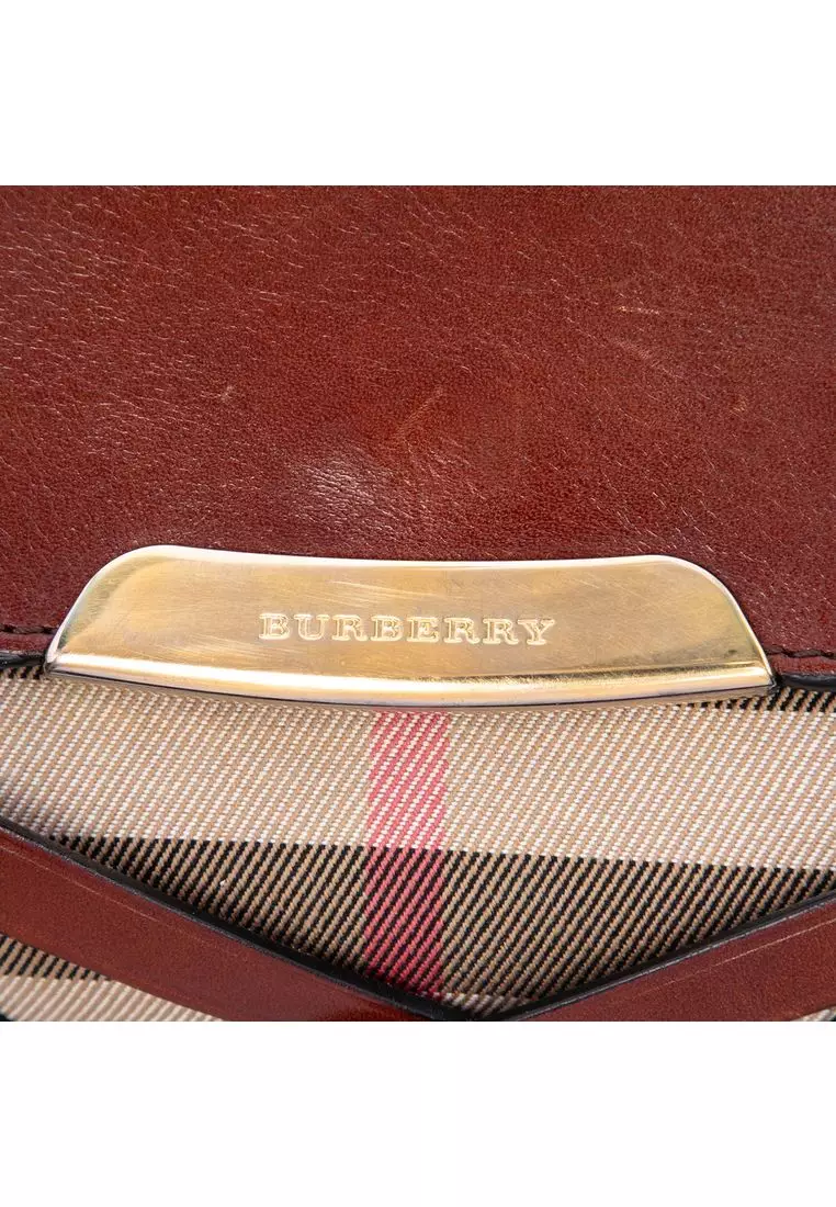 Pre-Loved Burberry Leather And House Check Canvas Bridle Abbott Crossbody