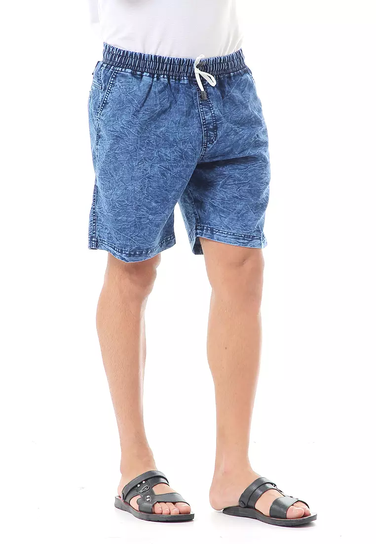 Grissham Celana Jeans Pendek Pria Short Pants Casual Material Denim ORIGINAL - Dark Navy Washed