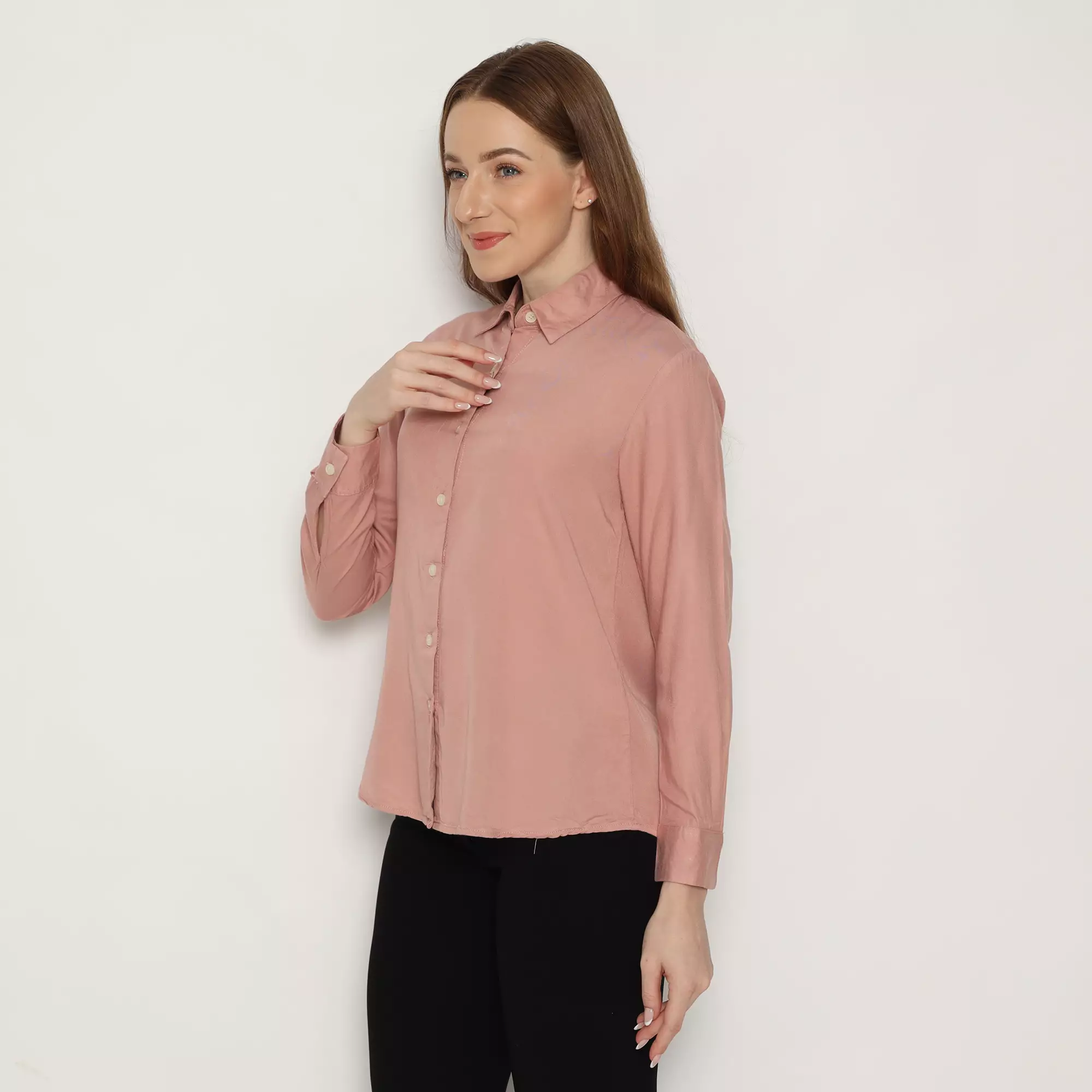 Platini Baju Kemeja Polos Basic Wanita Panjang Katun Rayon 62000.92
