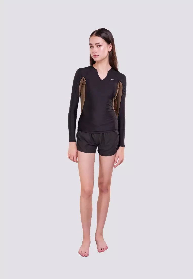 Sportif Long Sleeved Rashguard with Removable Bra Pads Swimwear for Women