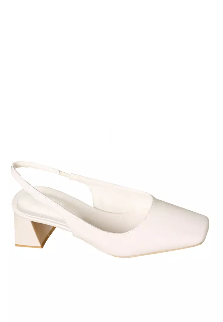 White low clearance heel shoes