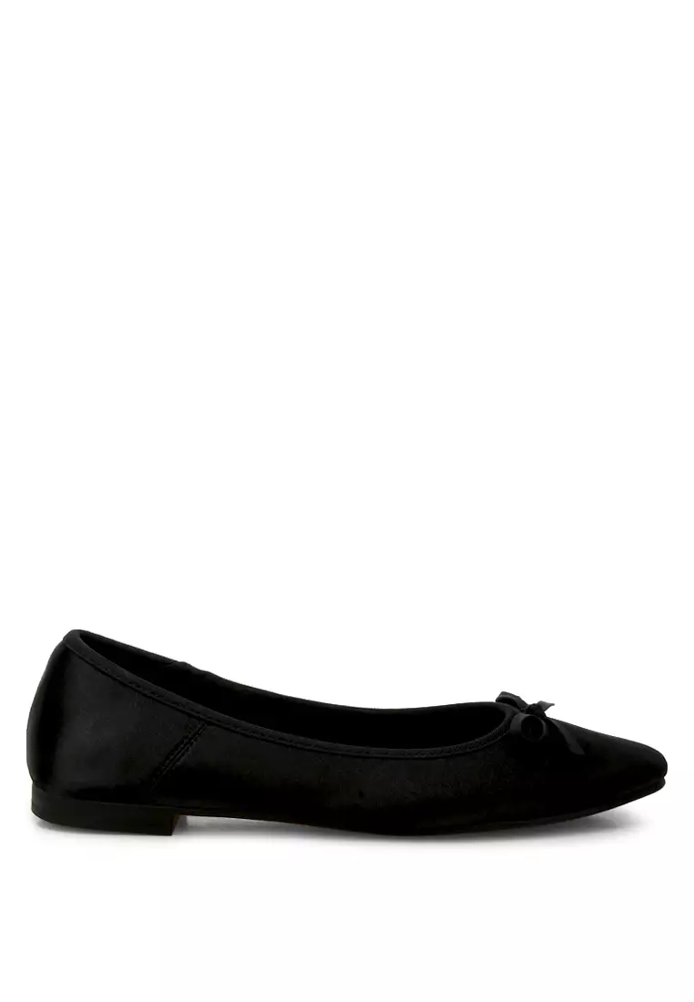 Discount on Rag & CO.  shoes - SKU: Satin Bow Embellished Ballerinas in Black