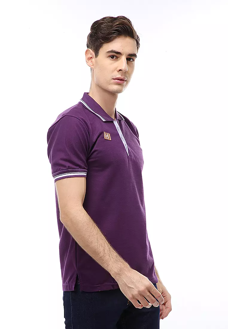 Jack Atasan Formal T-Shirt Kaos Kerah Polo Pria Short Sleeve Material Cotton ORIGINAL - Dark Purple