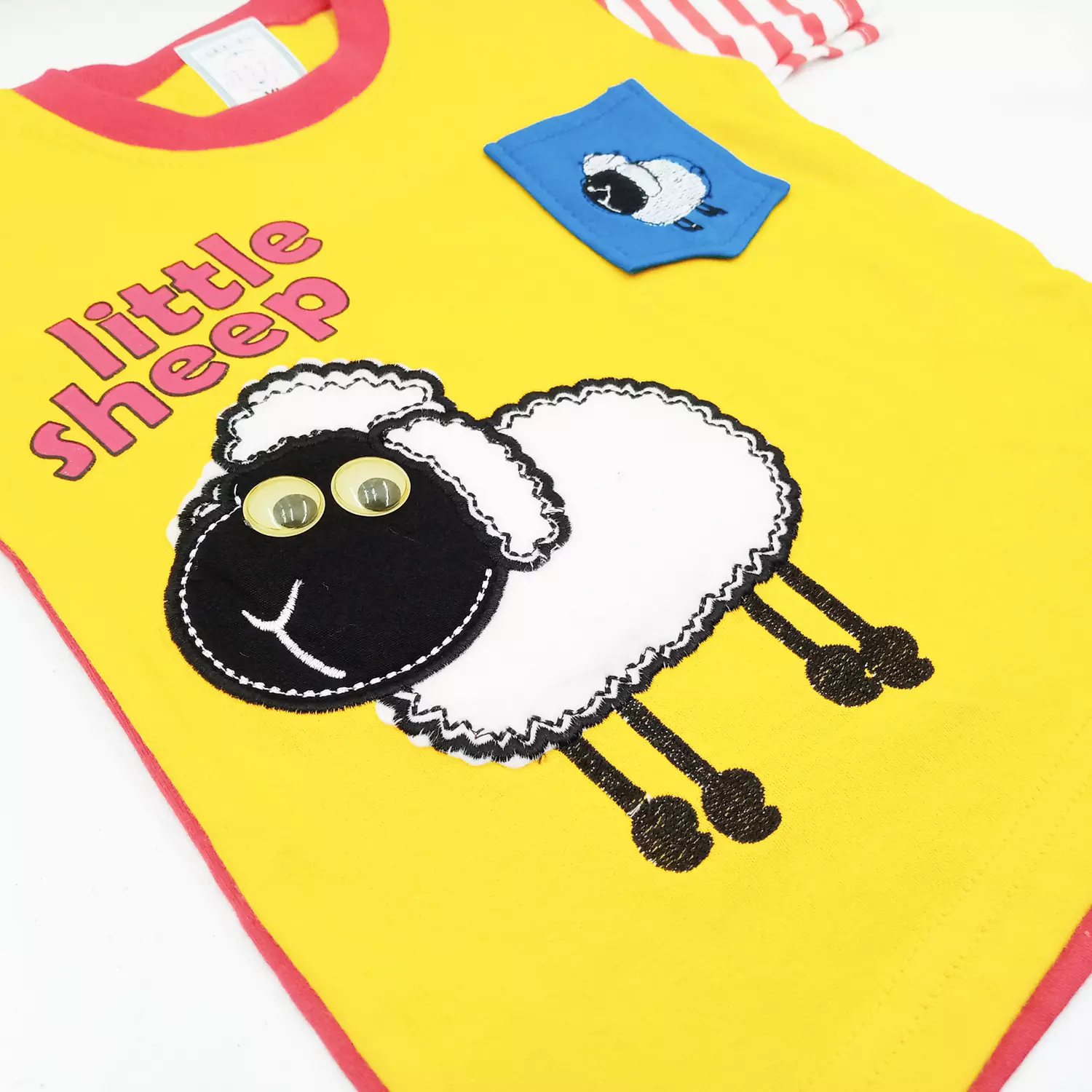 Wakakids Baju Bayi Anak Laki Laki Usia 12 Bulan Hingga 18 Bulan Setelan Celana Kaos Motif Little Sheep 1928 Biru Muda